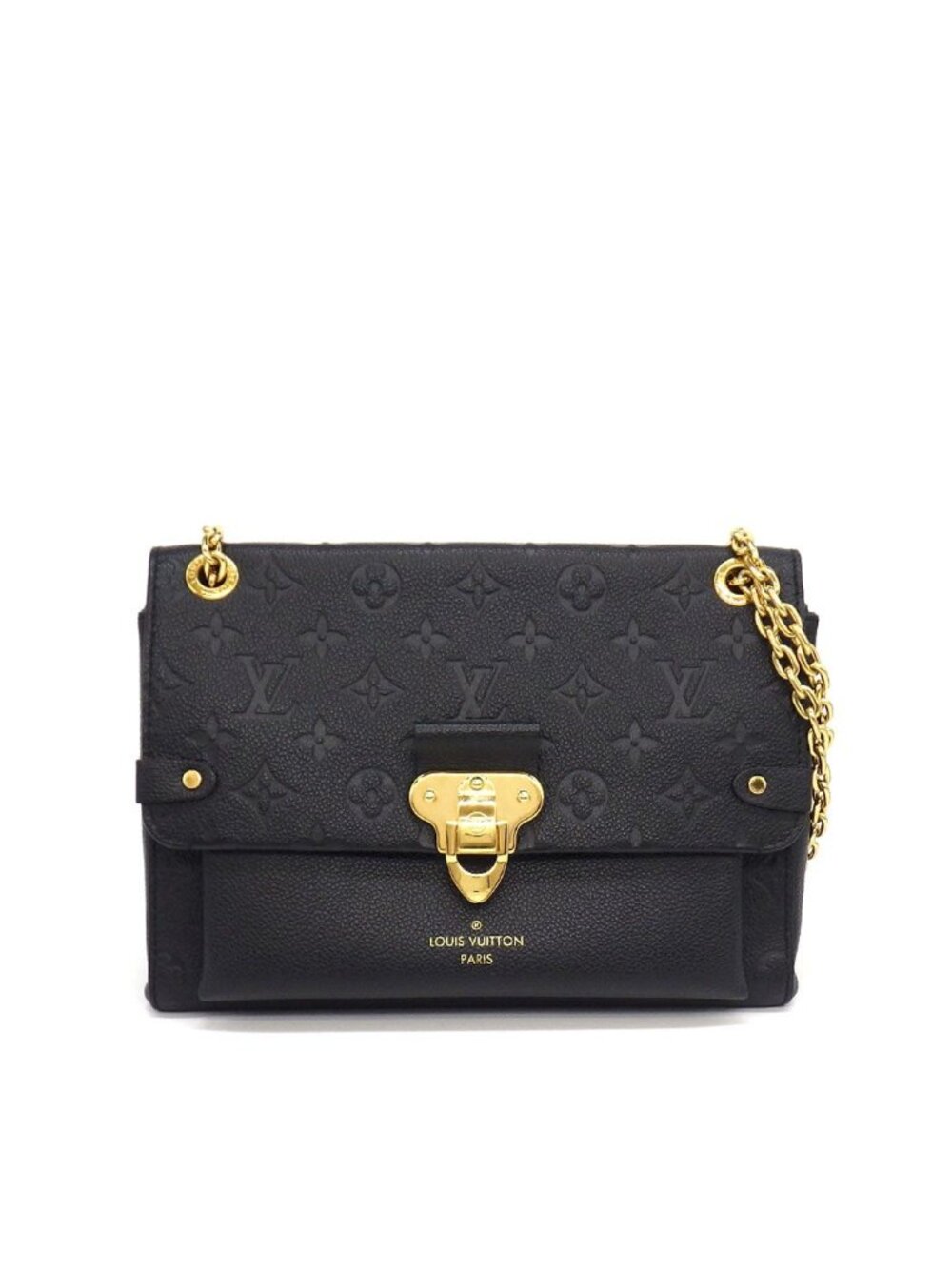 Louis Vuitton Shoulder Bag Vavin PM Black Monogram Empreinte Leather Gold